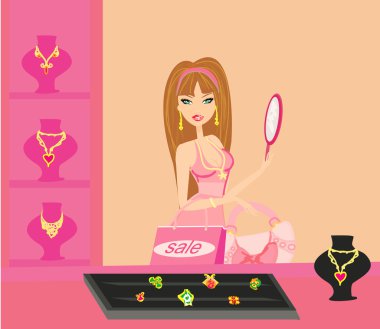 Girl and jewellerys clipart