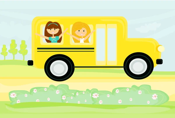 Дети в школьном автобусе — стоковое фото