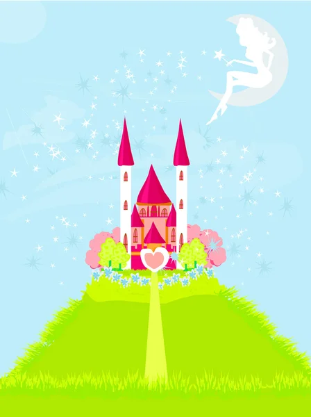 仙女在城堡上空飞翔 — 图库照片