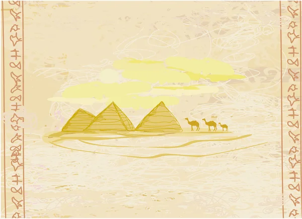 Старий папір з пірамідами гіза — стокове фото