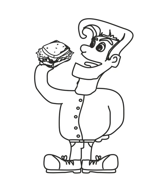 Een jongen eten een broodje - doodles — Stockfoto