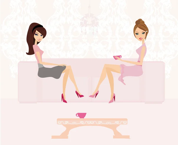 Jolies filles en pause café — Image vectorielle