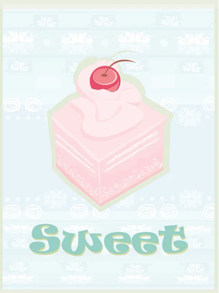 素敵なケーキ-ヴィンテージカードデザイン — ストックベクタ