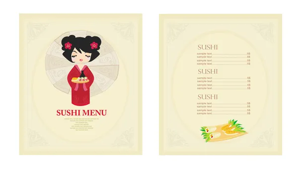 Modelo de menu de comida tradicional japonesa —  Vetores de Stock