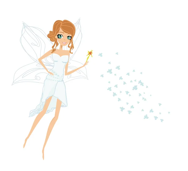 美しい妖精と花の背景 — ストックベクタ