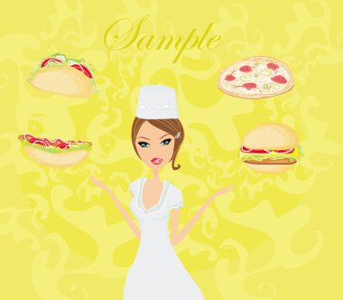 Beautiful lady cooking clipart