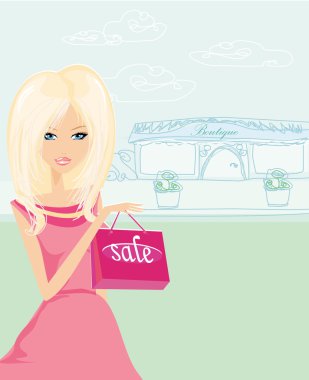 Fashion girl Shopping clipart