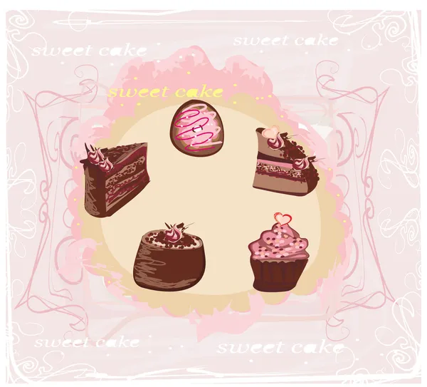 Красочный набор тортов — стоковый вектор