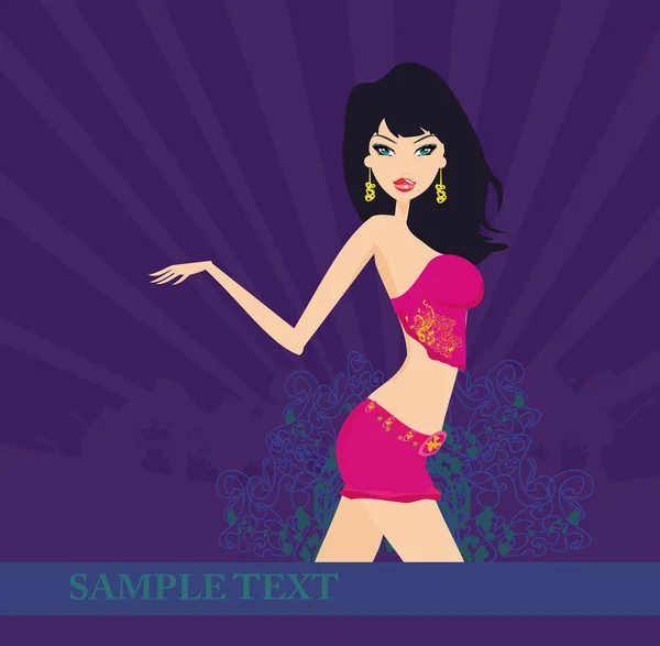 Sexy fille dansant disco — Image vectorielle