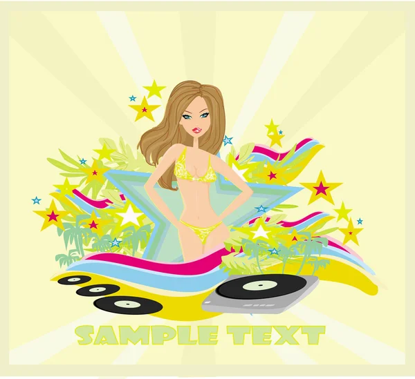 Image de fille sexy DJ — Image vectorielle