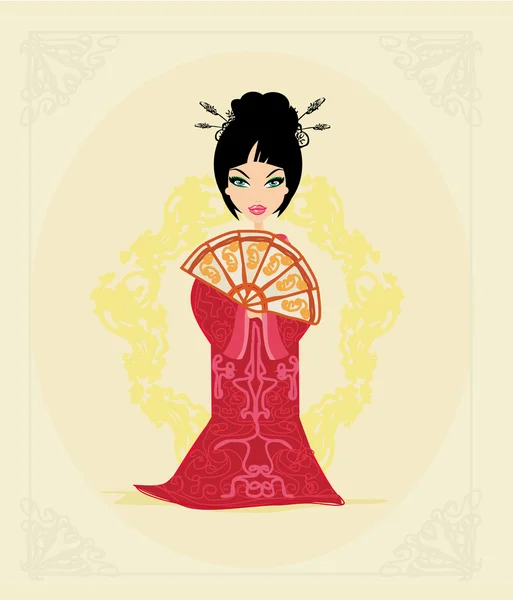 Hermosa tarjeta de geisha japonesa — Vector de stock