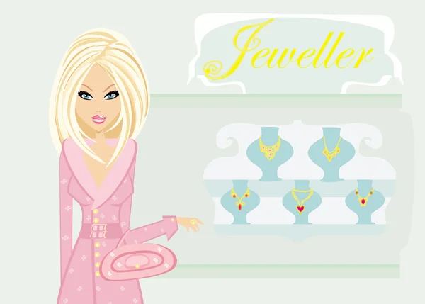 Meisje en jewellerys — Stockvector