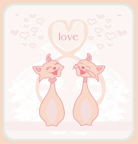 Aranyos macska -ban szerelem kártya — Stock Vector