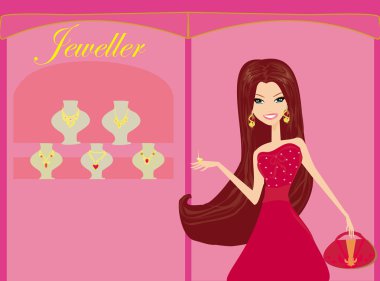 Girl and jewellerys clipart