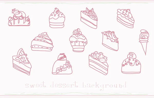 Dessert sucré café doodle — Image vectorielle