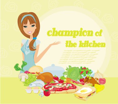 Beautiful lady cooking clipart