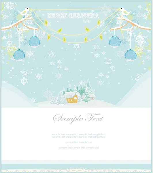 Christmas night in the village card — Stock Vector