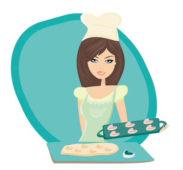 Belle dame cuisine cookies — Image vectorielle