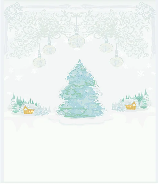 要約クリスマスツリーカード — ストックベクタ