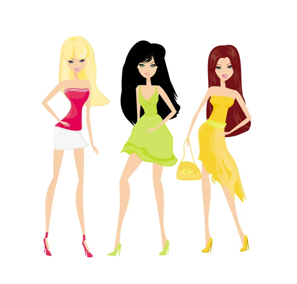 Mode shopping filles — Image vectorielle