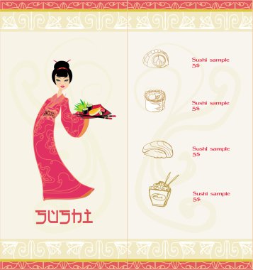 Template of traditional Japanese food menu clipart