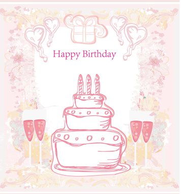 Happy Birthday Card with cake clipart