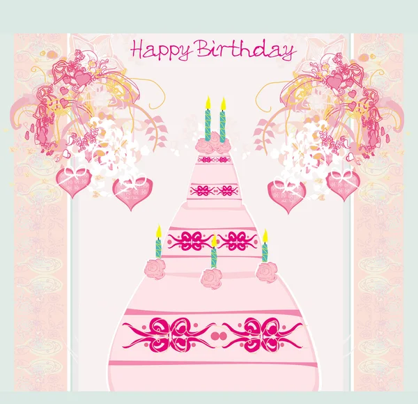Grattis på födelsedagen kort med tårta — Stock vektor