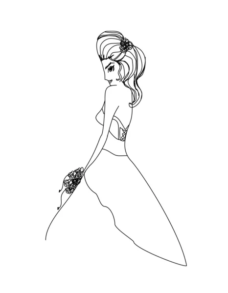 Belle mariée - illustration doodle — Image vectorielle