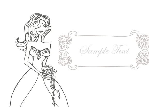 Bela noiva - ilustração doodle — Vetor de Stock
