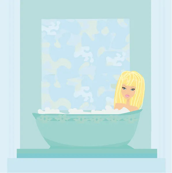 Dama de spa en baño aromático — Vector de stock