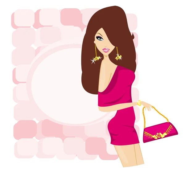 Glamour girl with shopping bag — Stock Vector