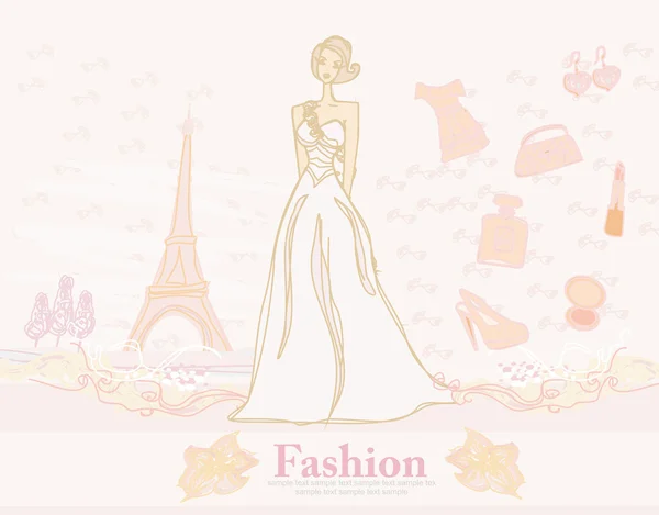 Griffes féminines, Shopping à Paris — Image vectorielle