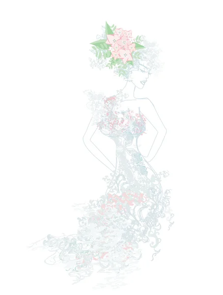 要旨美しい花の女 — ストックベクタ