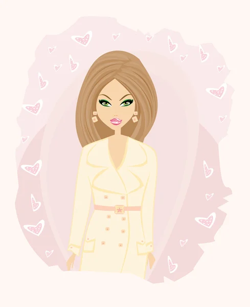 Fashion sexy girl in coat — Stock Vector