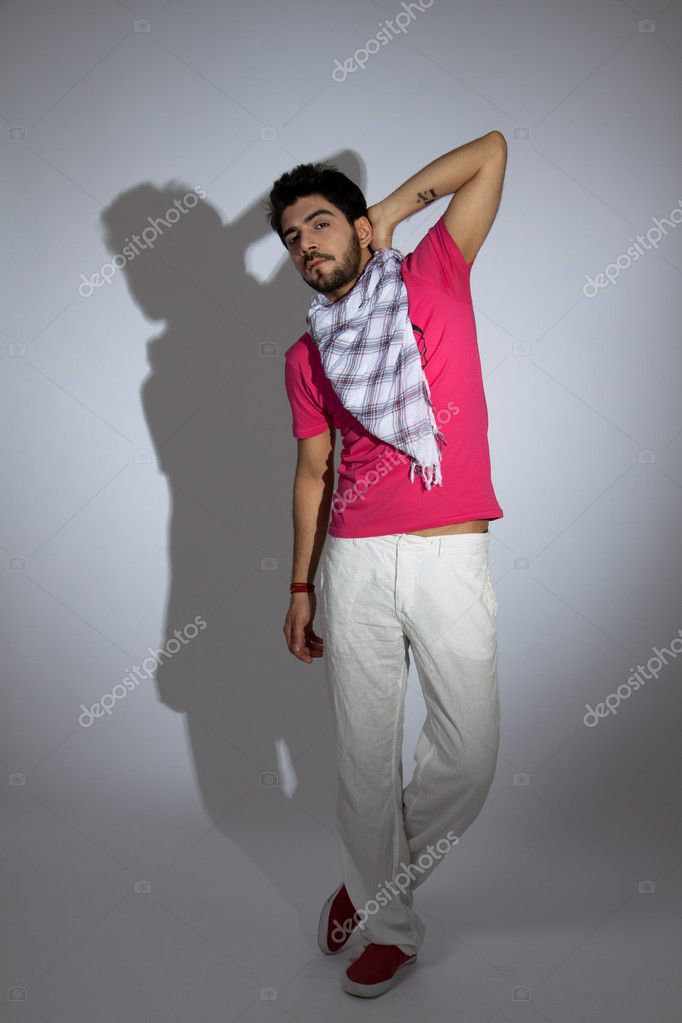 young trendy man with fashio portrait - 图库照片