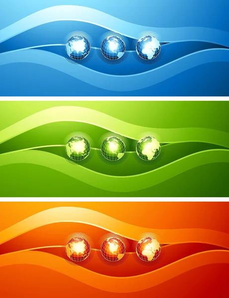 Abstract banners with globes. Vector illustration. Stock Illustration