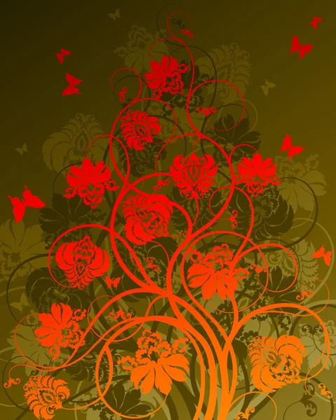 蝶と花の背景。ベクトル イラスト. ロイヤリティフリーのストックイラスト