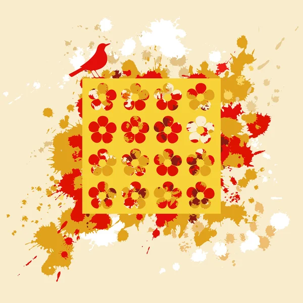 Pájaro rojo sobre fondo de salpicadura abstracto. Ilustración vectorial . Vector De Stock