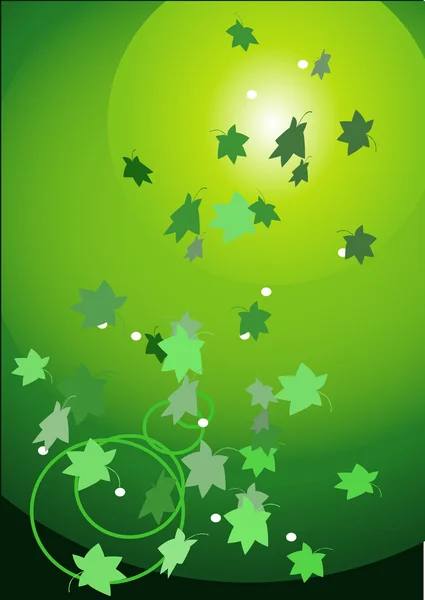 Green leaves fall on a sunlight — Stock Vector