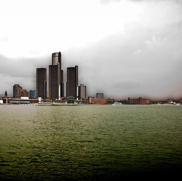底特律天际线 — 图库照片