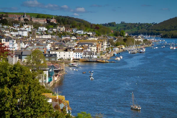 The Dartmouth Naval College and Dartmouth town from the coastal path in Devon, England — Stock Photo, Image