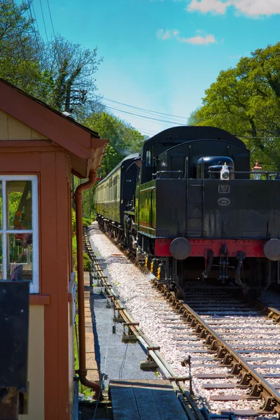 Un treno a vapore alla Staverton Steam Railway, Devon — Foto Stock