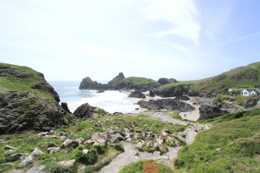 The bay from the cliff path at Kynance Cove clipart