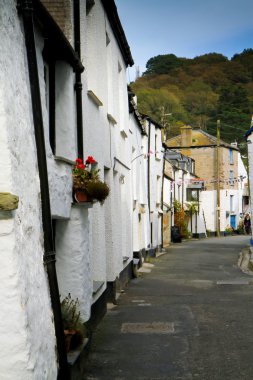 Row of cottages in Polperro, Cornwall clipart