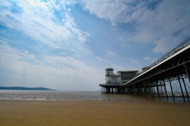 Grand Pier at Weston-super-Mare with Brean Down in the background clipart