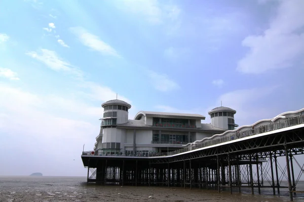 The Grand Pier at Weston-super-Mare against a blue sky