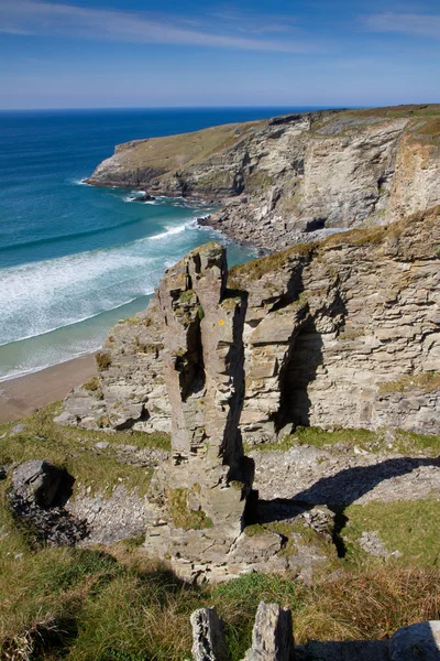 Cornish coastline near Treknow — Stock Photo, Image