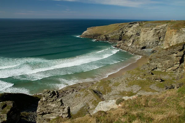 A view from the South-West coastal path in Treknow, Cornwall — Stock Photo, Image