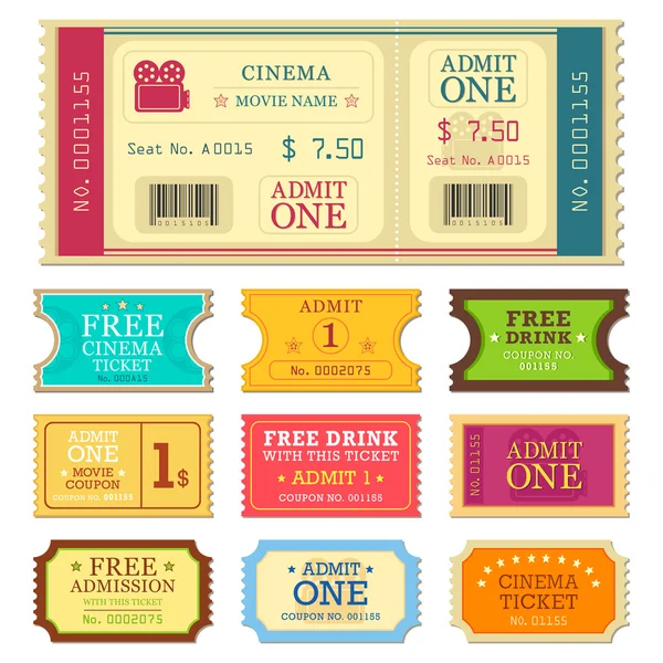 Set van film ticket — Stockvector