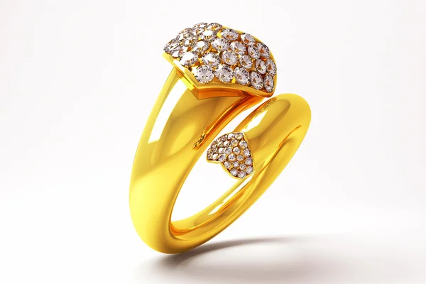 Prsten zlatý srdce — Stock fotografie